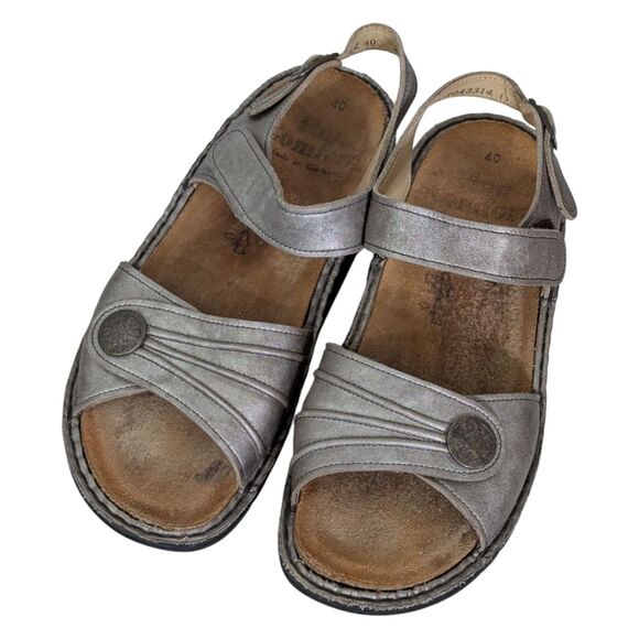 Finn Comfort EU 40 US 9 9.5 Women Shoe Finnamic Sausalito Sandal Pewter Espresso - Picture 1 of 13